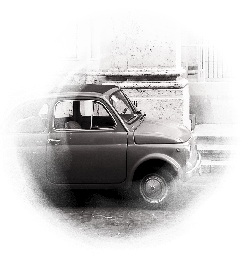 Black & white retro Italian car