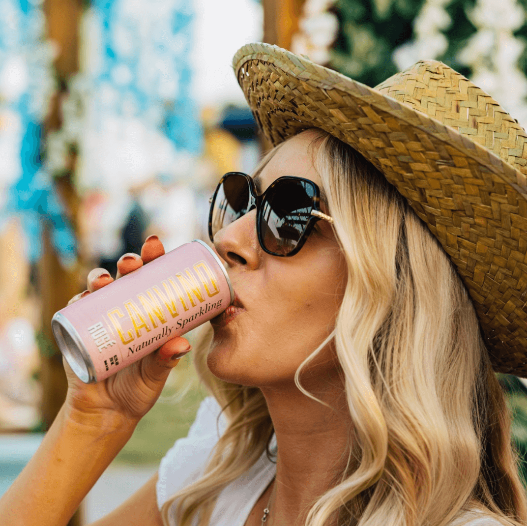 Woman drinking Canvino Rose